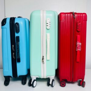 Lote x3 valijas: celeste, roja, verde CON DETALLES