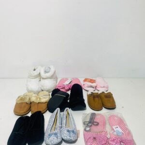 Lote x10 pares de pantuflas: adultos e infantiles