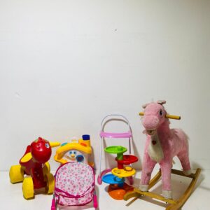 Lote x6 juguetes: pony, juego de encastre, torre y otros
