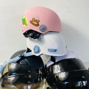 Lote x4 cascos para bici, blanco, negro y rosa para niña