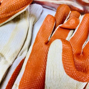 Lote x12 pares de guantes naranja, en tela y goma