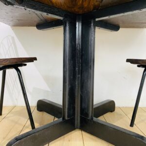 Juego de comedor en madera y hierro: mesa + 3 sillas