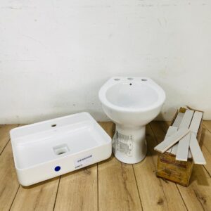 Lote de bidet, bacha, cerámicas