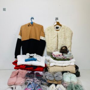 Lote x50 prendas: buzos, camperas, chaleco, pantuflas y otros