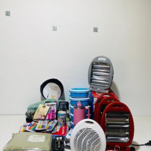 Lote x40 artículos: estufas, tuppers, vaso, caloventilador y otros