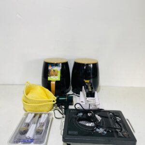 Lote x15 artículos: freidoras, anafe, cubiertos, maquinas de cortar pelo y otros
