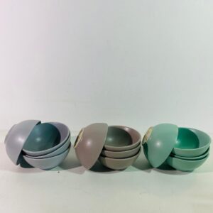 Lote x12 bowls en ceramica en verde y gris