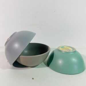 Lote x12 bowls en ceramica en verde y gris