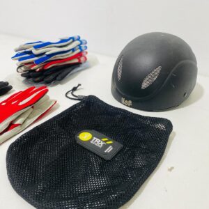 lote x11 artículos para equitación: 10 guantes + casco