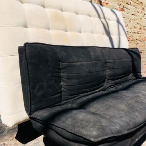 Lote sillón cama en tela color negro + respaldo en tela color blanco