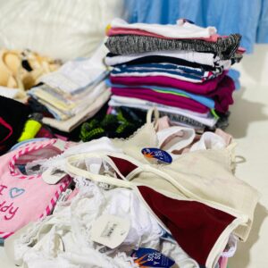 Lote 87 artículos: almohada, camperas, remeras, buzos, ropa interior y otros
