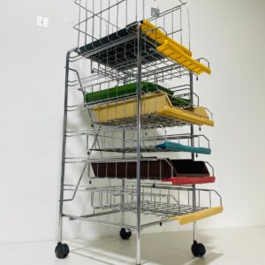 Carro organizador metálico rodante, 7 estantes