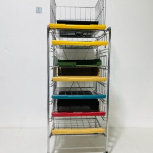 Carro organizador metálico rodante, 7 estantes