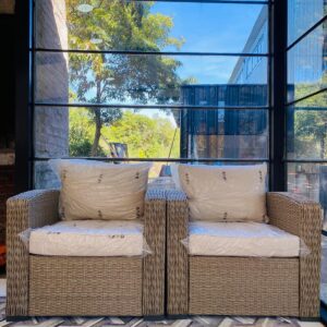 Lote x2 sillones de jardín, en ratán 1 cuerpo con almohadones