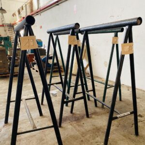 Lote x12 caballetes en hierro: negro y verde 1,22x0,60x1,50m