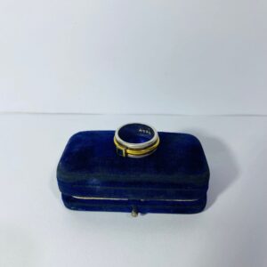 Anillo plata 925 con piedra azul y baño en oro