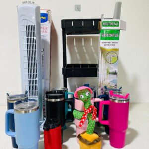 Lote x14 artículos: vasos, ventiladores, tender y otros