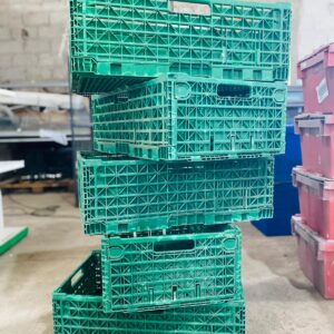 Lote x5 cajones verdes de plástico, plegables