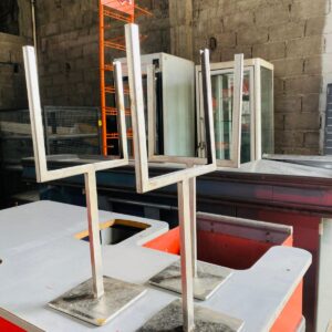 Lote x3 porta carteles, en acero inoxidable 47 x 20 cm