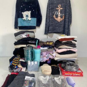Lote x60 artículos: prendas, luces, vasos y otros