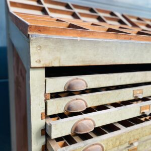 Antiguo ficheros de imprenta en madera