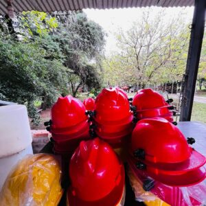 Lote x55 cascos de seguridad con arnes regulable