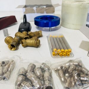 Lote x16 artículos: punteros, pastina, lijas, conexiones para tubos de agua y otros