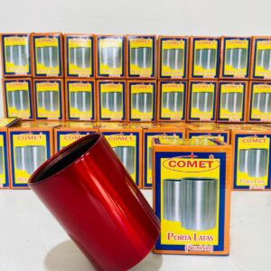 Lote x120 porta latas: Aluminio, azul, rojo. 10 x 07 cm