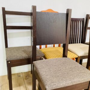 Lote x6 sillas rústicas tapizadas, color marón