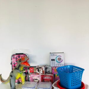 Lote x16: canasto plegables, dinosaurio, tappers, palanganas y otros