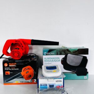 Lote x3: toma presión, almohada masajeadora y sopladora
