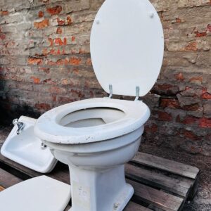 Lote de baño: inodoro con tapa, bacha