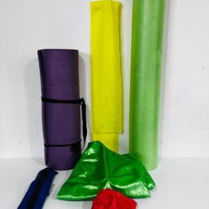Lote x6 art para hacer ejercicio: pelotas desinfladas, rollo de espuma, colchoneta y banda