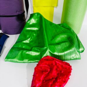 Lote x6 art para hacer ejercicio: pelotas desinfladas, rollo de espuma, colchoneta y banda