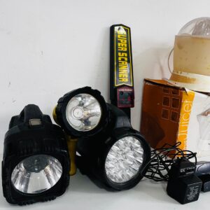 Lote x5: juguera PUNKTAL, linternas, detector de metales y otros