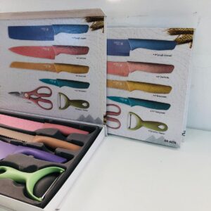 Lote x2 set de cuchillos 6 unidades: cuchillos, tijera y pela papas (grandes)