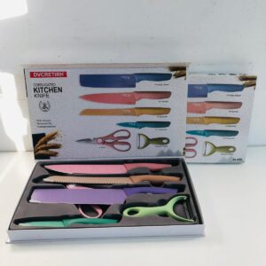 Lote x2 set de cuchillos 6 unidades: cuchillos, tijera y pela papas (grandes)
