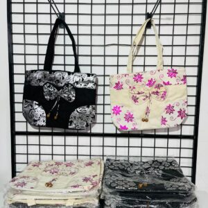 Lote x22 bolsos de dama: negro y plateado - gris y rosado