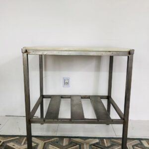 Mesa de acero inoxidable con tapa de mármol 88x78x59 cm