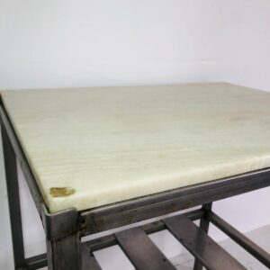 Mesa de acero inoxidable con tapa de mármol 88x78x59 cm