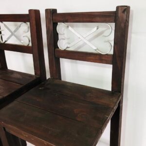 Lote x2 banquetas en madera con detalles en hierro
