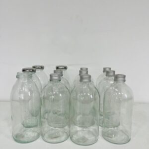 Lote x12 botellas de vidrio con tapa, diferentes