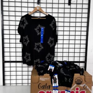 Lote x90 remeras iguales, negras con estrellas