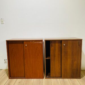 Lote x2 muebles de oficina en mdf con puertas corredizas 90x80x40 cm