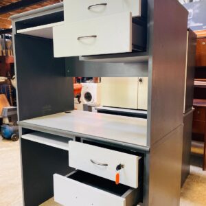 Lote x2 escritorios con 2 cajones, en mdf gris