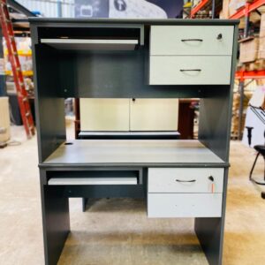 Lote x2 escritorios con 2 cajones, en mdf gris