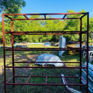 Estantería en hierro, color bordó 2,0x1,97x0,52 m