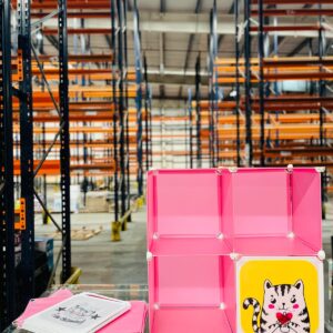 Organizador plegable, 6 cubos, color rosa