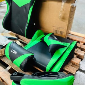 Silla gamer desarmada, con faltantes NEGRA Y VERDE