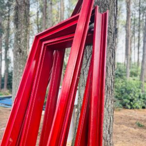 Lote x4 marcos en hierro, color rojo 2,10x1,03x0,20 m- 2.55x1.30x0.12 m
